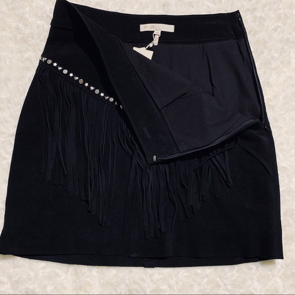 Maje 100% Leather, Fringed Skirt sz 34 (FR) US 2 - Picture 4 of 8